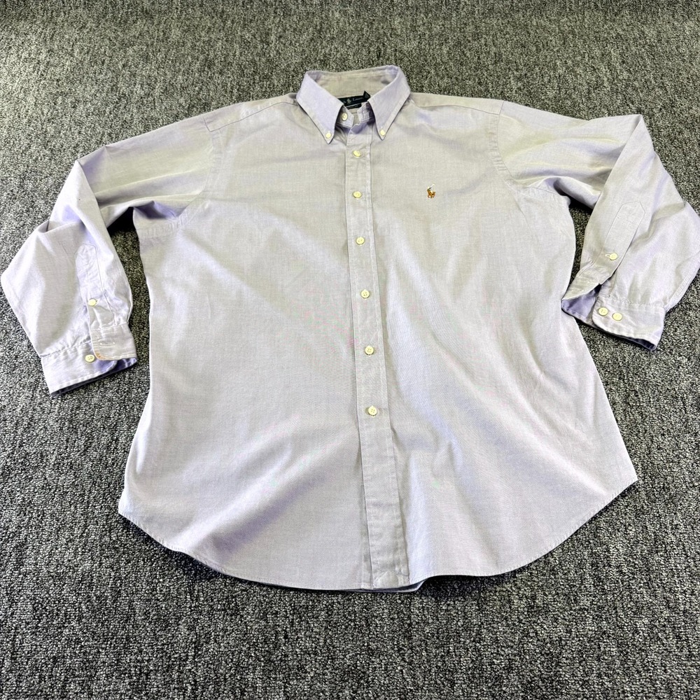 Polo Ralph Lauren Dress Shirt Mens 16.5 32/33 Lavender Embroidered Player Logo